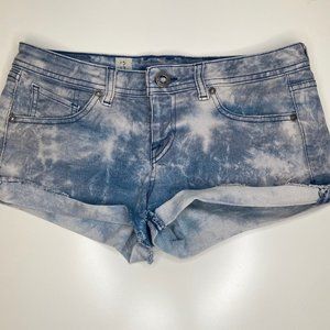 Acid wash jean shorts